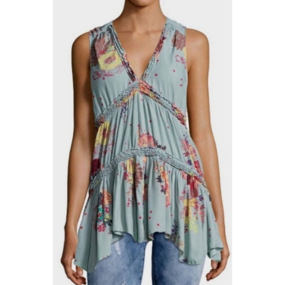 Free People Vintage Pop Combo Trapeze Top. NWT